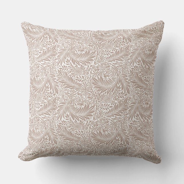 William Morris Beige Larkspur Pattern Throw Pillow (Front)