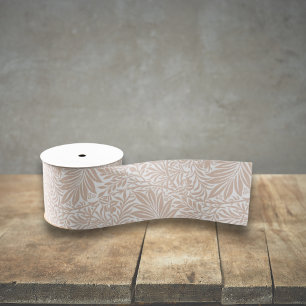 William Morris Beige Vintage flowers wedding Grosgrain Ribbon
