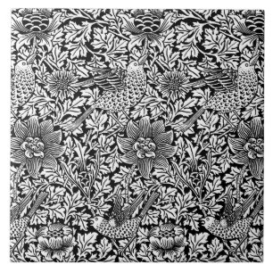 William Morris 'Bird and Anemone' in Black & White Tile