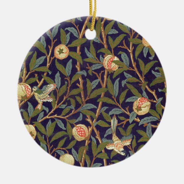 William Morris Bird And Pomegranate Ceramic Ornament (Front)