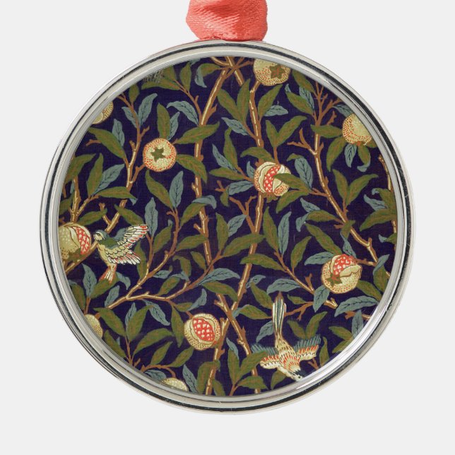 William Morris Bird And Pomegranate Metal Ornament (Front)