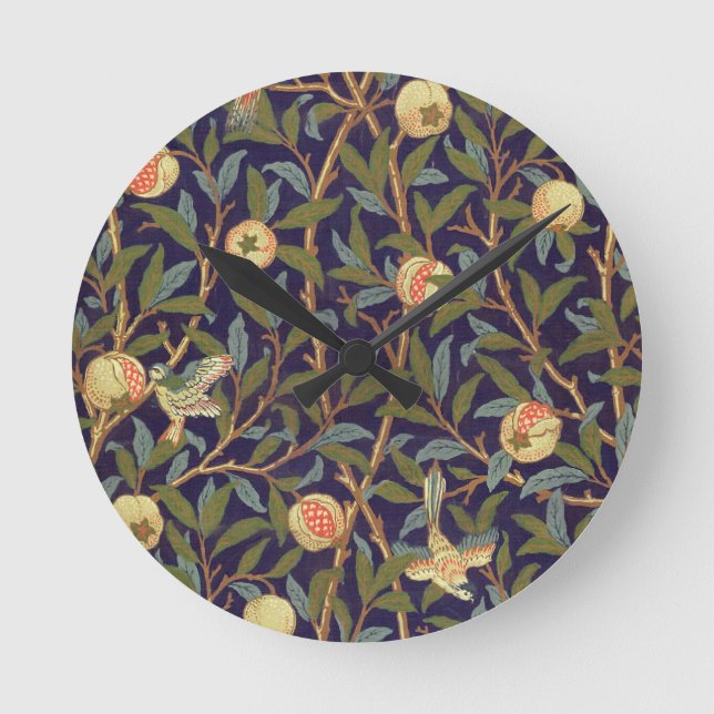 William Morris Bird And Pomegranate Round Clock (Front)