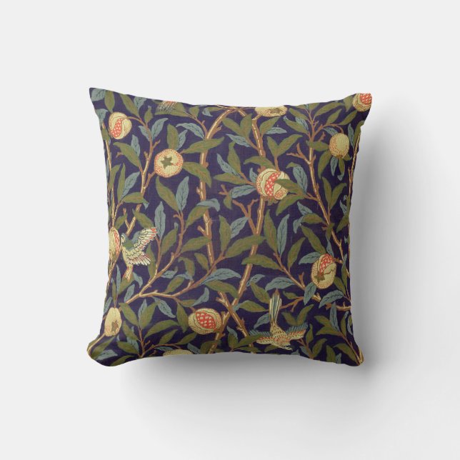 William Morris Bird And Pomegranate Throw Pillow (Front)