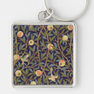 William Morris Bird And Pomegranate Vintage Art Keychain