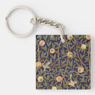 William Morris Bird And Pomegranate Vintage Art Keychain