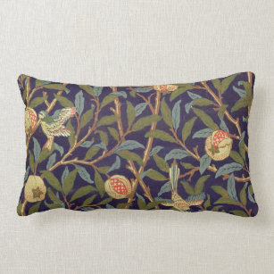 William Morris Bird And Pomegranate Vintage Floral Lumbar Pillow