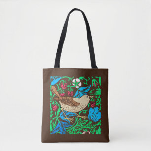 William Morris Bird & Flower Tile, Blue & Brown Tote Bag