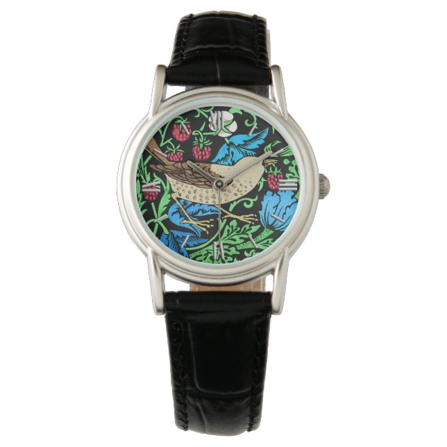 William Morris Bird & Flower Tile, on Black Watch (Front)