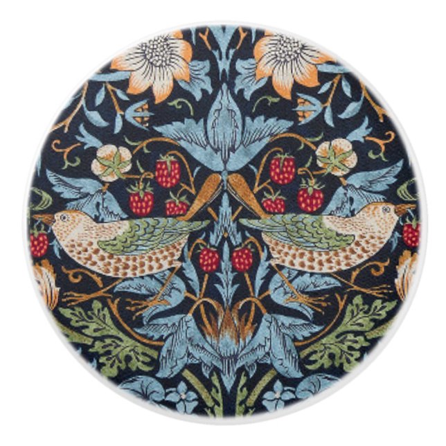 William Morris Birds and Berries Ceramic Knob (Front)