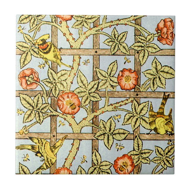 William Morris birds and flowers pattern Tile (Front)