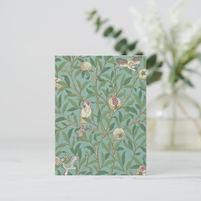 William Morris, Birds and Pommegrenates - Green  Postcard (Standing Front)