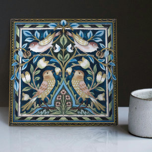 William Morris Birds and Tulips Art Nouveau Tile