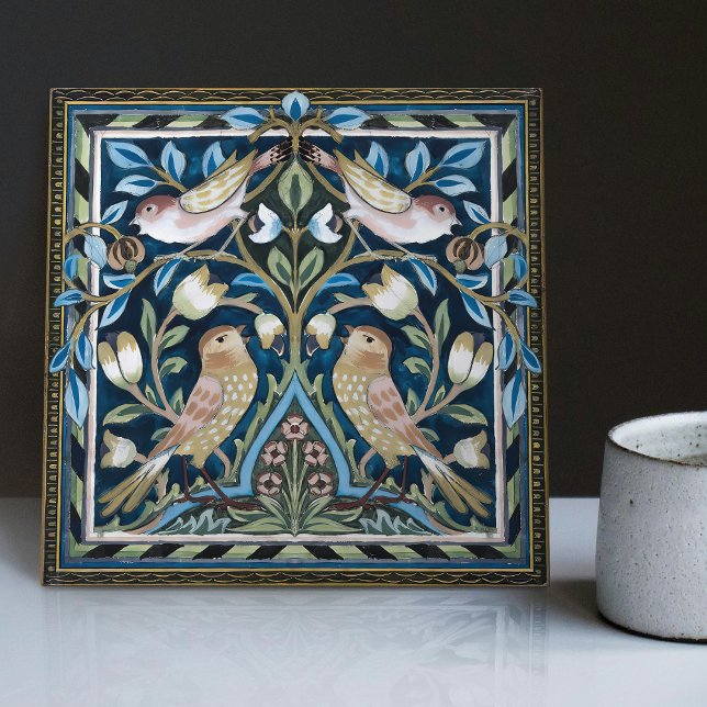 William Morris Birds and Tulips Art Nouveau Tile (Creator Uploaded)