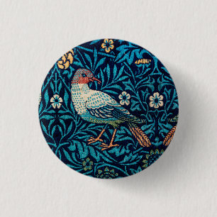 William Morris Birds Art Nouveau Floral Pattern 1 Inch Round Button