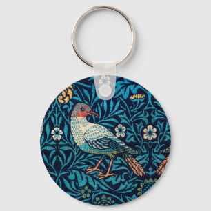 William Morris Birds Art Nouveau Floral Pattern Keychain