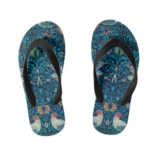 William Morris Birds Art Nouveau Floral Pattern Kid's Flip Flops