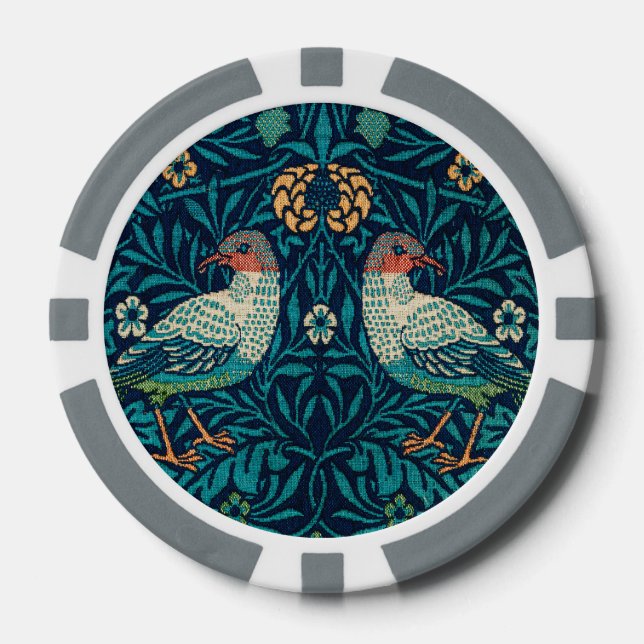 William Morris - Birds & Floral Pattern Poker Chips (Front)