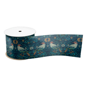 William Morris - Birds Floral Pattern Splicing Satin Ribbon