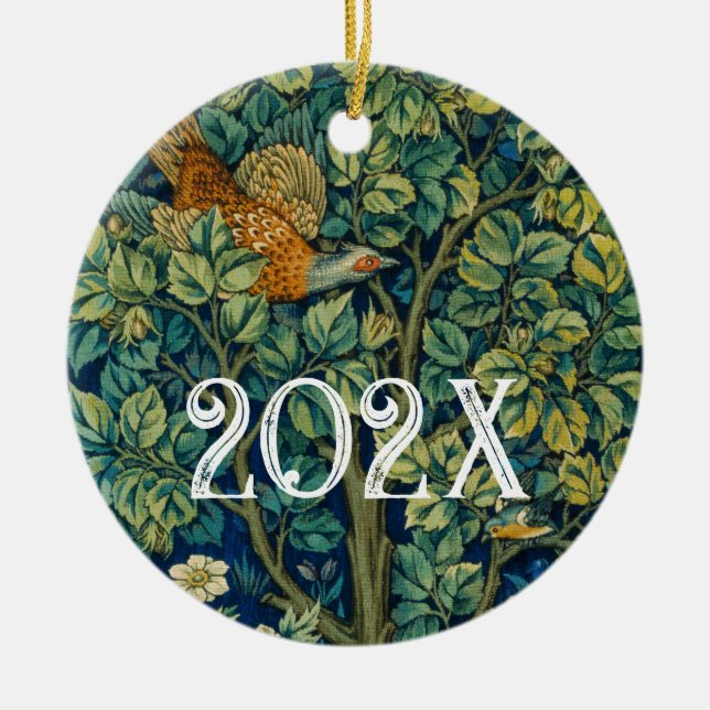 William Morris Birds in a Tree Ceramic Ornament (Front)
