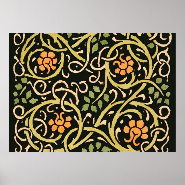 William Morris Black Floral Art Print Design (Front)