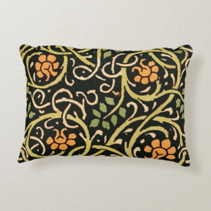 William Morris Black Floral Art Print Design Accent Pillow
