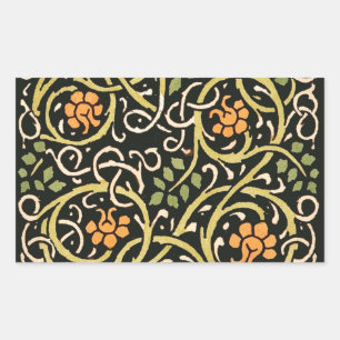 William Morris Black Floral Art Print Design Sticker