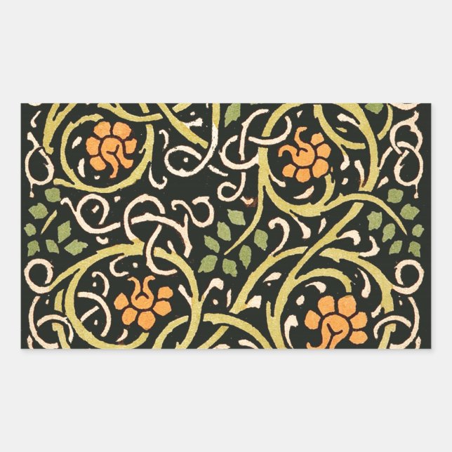 William Morris Black Floral Art Print Design Sticker (Front)