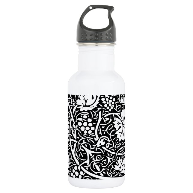William Morris Black White Grape Vine 532 Ml Water Bottle (Front)