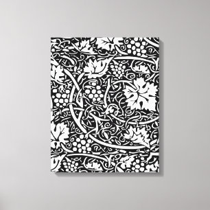 William Morris Black White Grape Vine Canvas Print