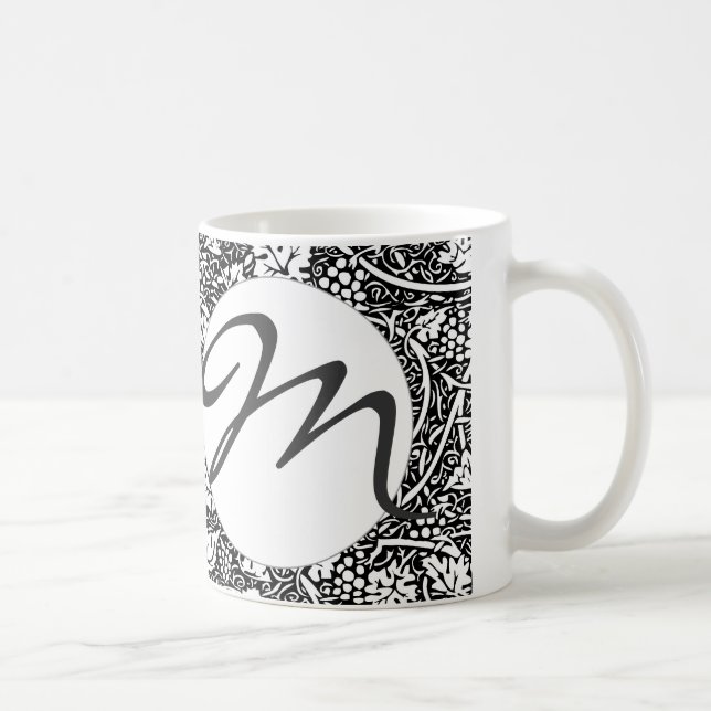 William Morris Black White Grape Vine Coffee Mug (Right)