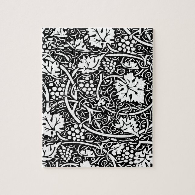 William Morris Black White Grape Vine Jigsaw Puzzle (Vertical)