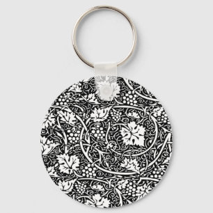 William Morris Black White Grape Vine Keychain