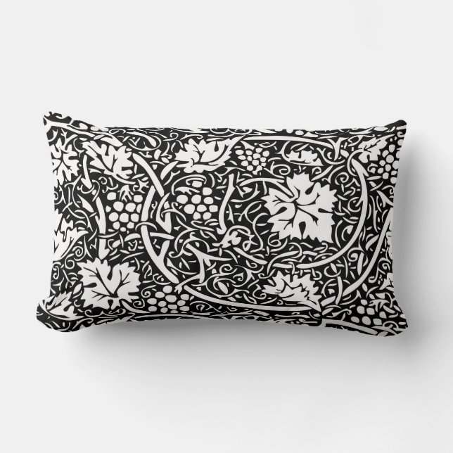 William Morris Black White Grape Vine Lumbar Pillow (Front)