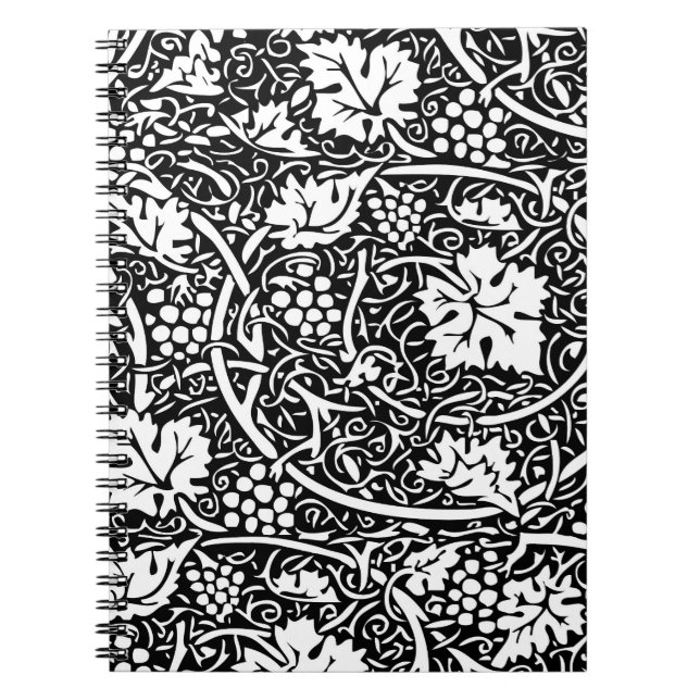 William Morris Black White Grape Vine Notebook (Front)
