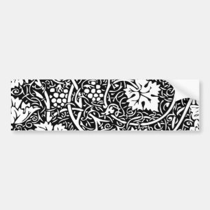 William Morris Black White Grape Vine Pattern Bumper Sticker