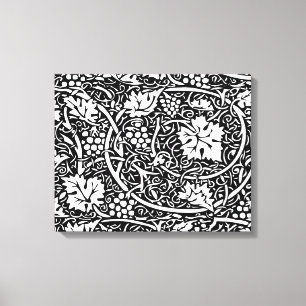 William Morris Black White Grape Vine Pattern Canvas Print