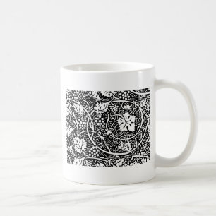William Morris Black White Grape Vine Pattern Coffee Mug