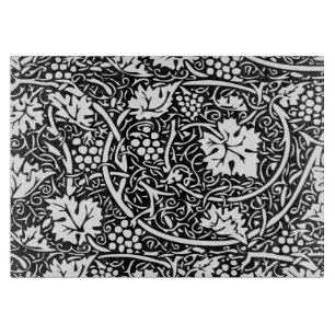 William Morris Black White Grape Vine Pattern Cutting Board