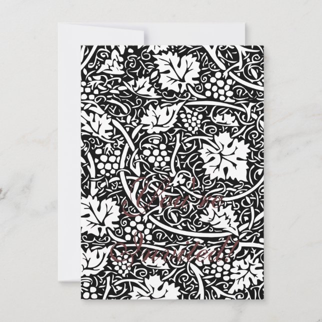 William Morris Black White Grape Vine Pattern Invitation (Front)
