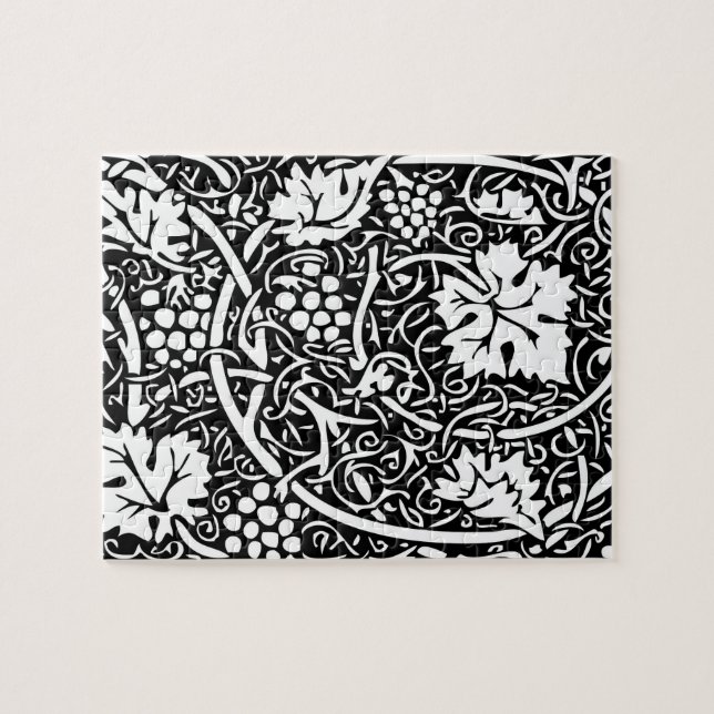 William Morris Black White Grape Vine Pattern Jigsaw Puzzle (Horizontal)