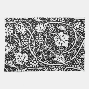 William Morris Black White Grape Vine Pattern Kitchen Towel