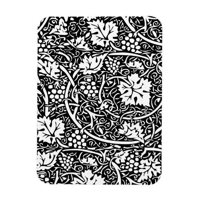 William Morris Black White Grape Vine Pattern Magnet (Vertical)