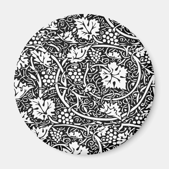 William Morris Black White Grape Vine Pattern Magnet (Front)