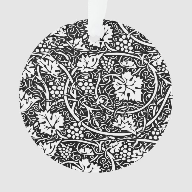 William Morris Black White Grape Vine Pattern Ornament (Front)