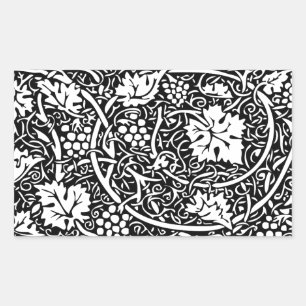 William Morris Black White Grape Vine Pattern Sticker