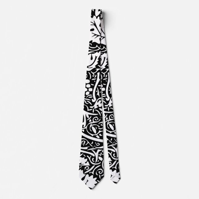 William Morris Black White Grape Vine Pattern Tie (Front)