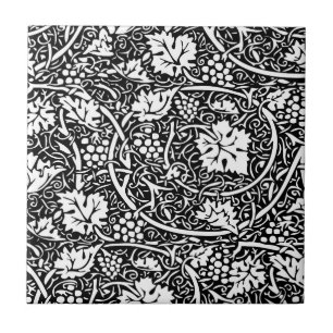William Morris Black White Grape Vine Pattern Tile