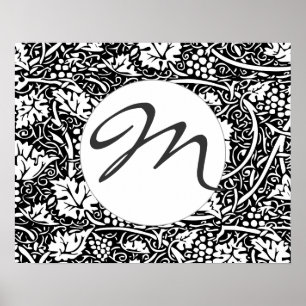 William Morris Black White Grape Vine Poster