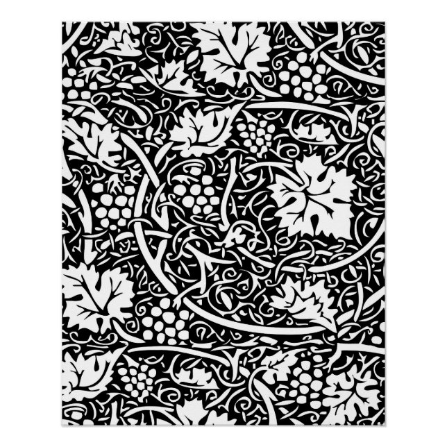 William Morris Black White Grape Vine Poster (Front)