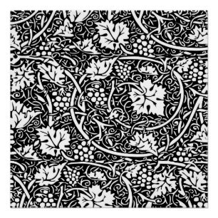William Morris Black White Grape Vine Poster